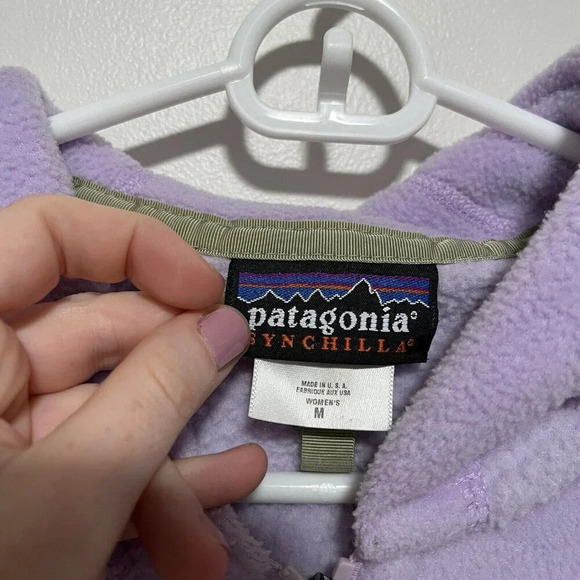 Patagonia Vintage Purple Synchilla Arctic Full Zip Hooded Jacket Size Medium - Picture 3 of 6